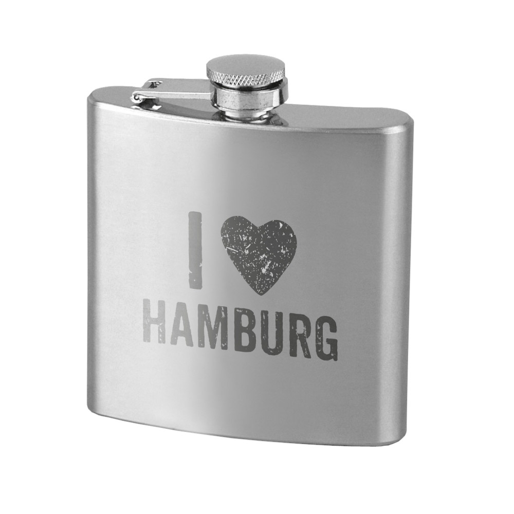 Flachmann Edelstahl I LOVE HAMBURG Flachmann Edelstahl I LOVE HAMBURG