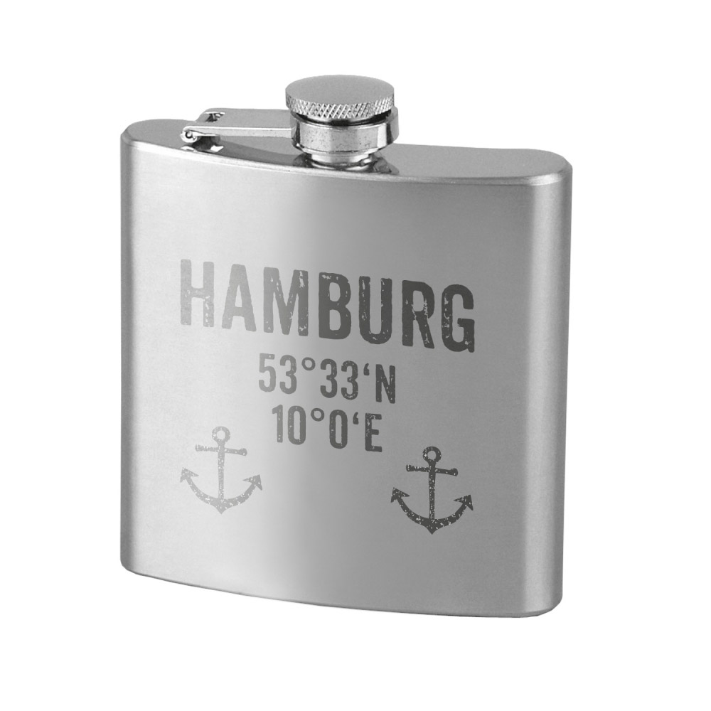 Flachmann Edelstahl HAMBURG KOORDINATEN Flachmann Edelstahl HAMBURG KOORDINATEN