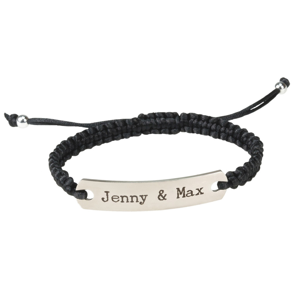 Gravur Armband Kordel schwarz Gravur Armband Kordel schwarz