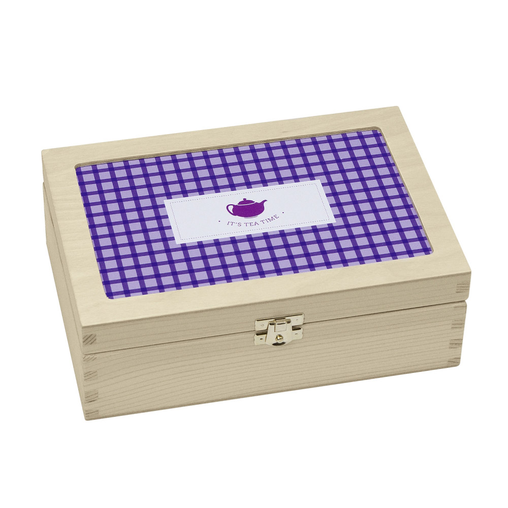 Teabox "It's Tea Time" - violett kariert Teabox "It's Tea Time" - violett kariert