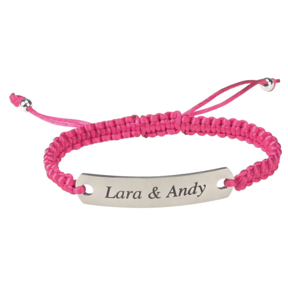 Gravur Armband Kordel pink Gravur Armband Kordel pink
