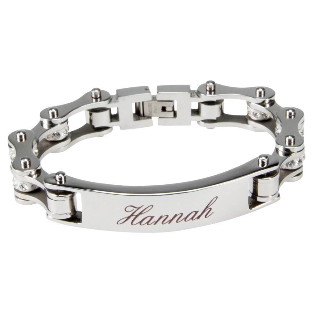 Gravur Armband Biker-Kette Damen silber Gravur Armband Biker-Kette Damen silber