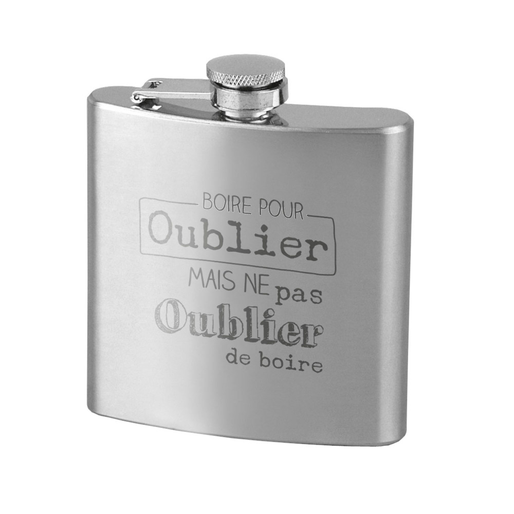 Flachmann Edelstahl "BOIRE POUR OUBLIER..."