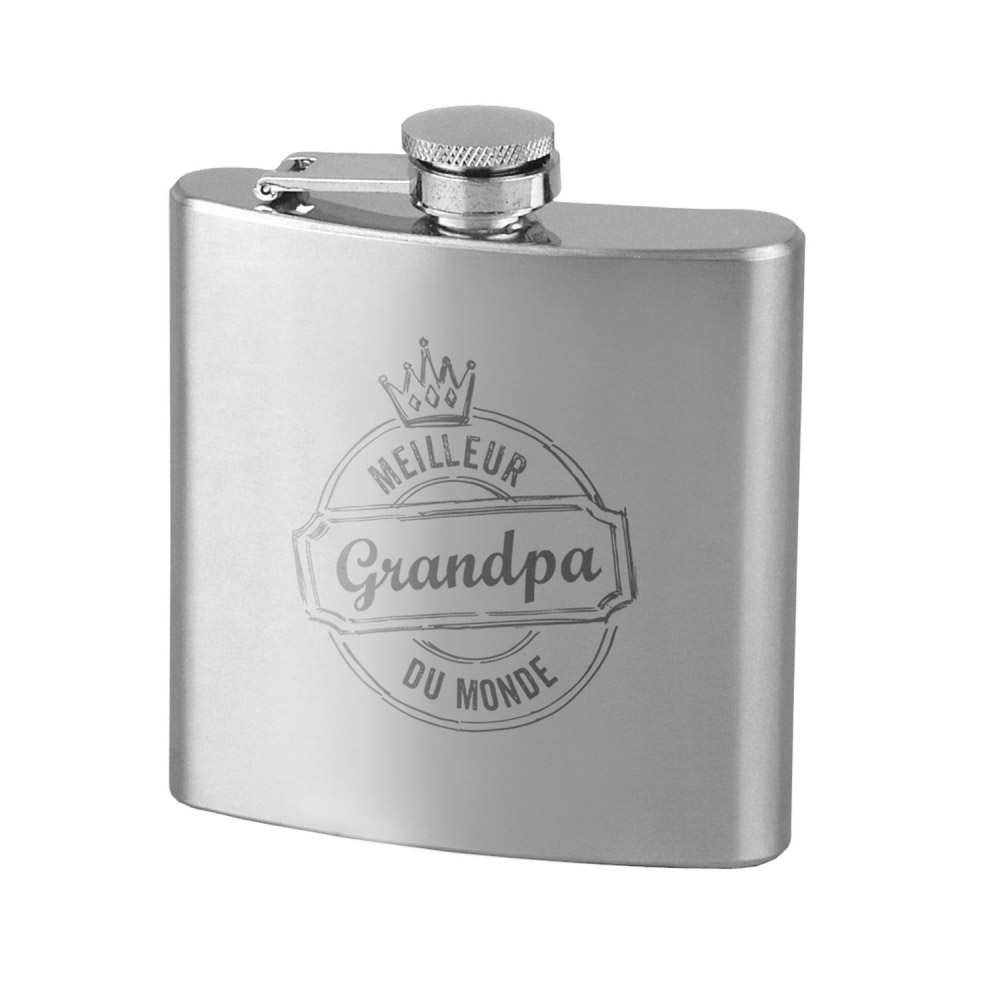 Flachmann Edelstahl "MEILLEUR GRANDPA" Flachmann Edelstahl "MEILLEUR GRANDPA"
