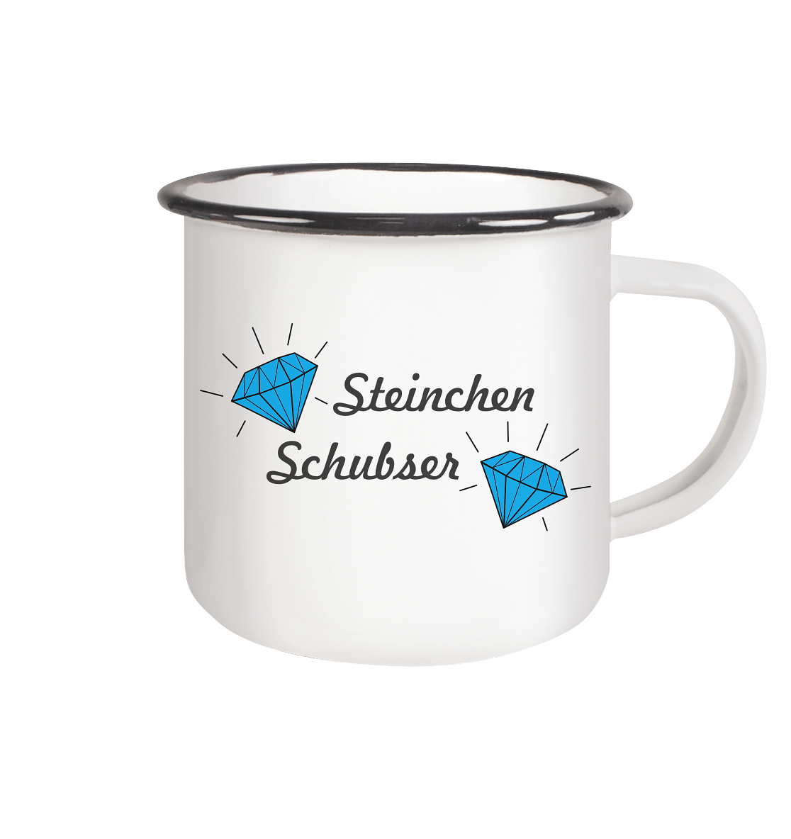 Steinchen Schubser - Emaille Tasse (Black)