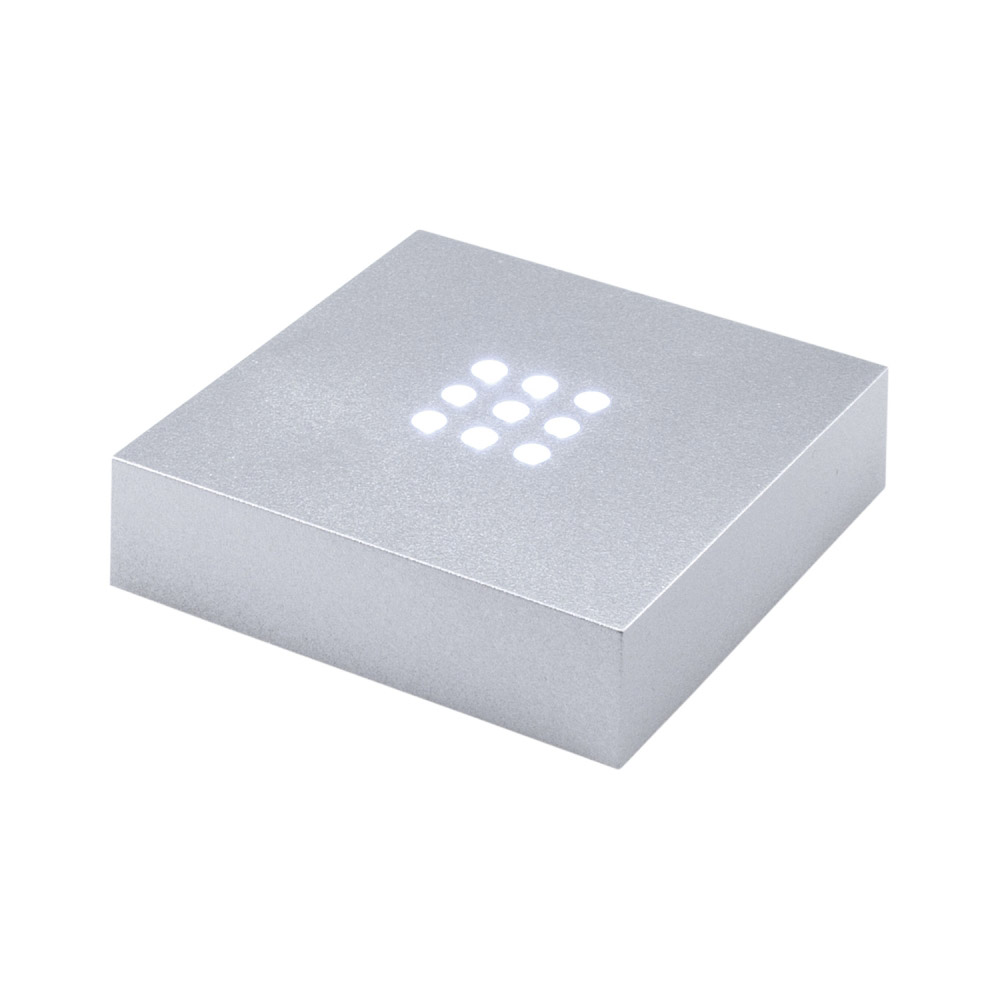 Leuchtsockel silberfarben mit weißen LEDs Leuchtsockel silberfarben mit weißen LEDs