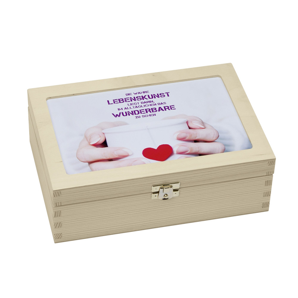 Teabox "Die wahre Lebenskunst..." - Tasse/Herz Teabox "Die wahre Lebenskunst..." - Tasse/Herz