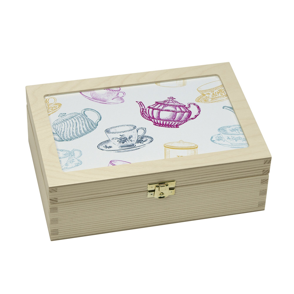 Teabox - Tassen/Kannen grafisch, pastell Teabox - Tassen/Kannen grafisch, pastell