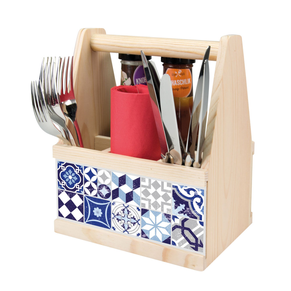 Besteck Caddy MOSAIK BLAU