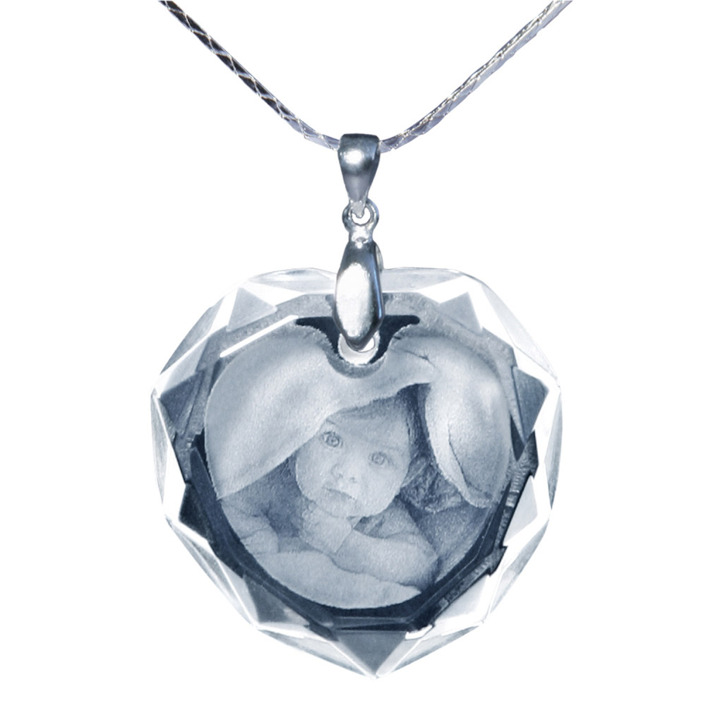 Glasanhänger mit Kette - Herz (Facettenschliff) Glasanhänger mit Kette - Herz (Facettenschliff)
